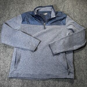 Eddie Bauer Men's XL Blue Pull Over Quarter Zip Up Fleece Sweater